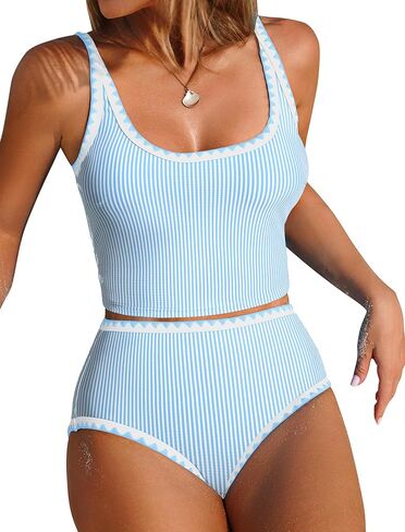 ZAFUL Tankini ملابس السباحة التحكم في البطن لباس السباحة قطعتين مع قاع عالي الخصر in Kuwait