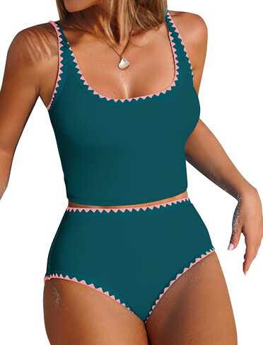 ZAFUL Tankini ملابس السباحة التحكم في البطن لباس السباحة قطعتين مع قاع عالي الخصر in Kuwait