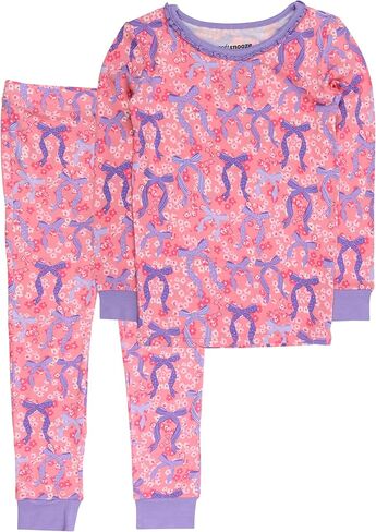 طقم بيجامة RuffleButts SoftSnooze Viscose من Bamboo Girls بأكمام طويلة مكشكشة - تويلي حديقة الفراشة الوردية للأطفال، 9/10 in Kuwait
