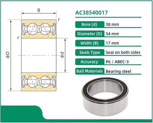 1 قطعة AC38540017 38X54X17 38BD5417 ACB38X54X17 38BG05S2G-2DS ACB38540017 تحمل تكييف الهواء للسيارات in Kuwait