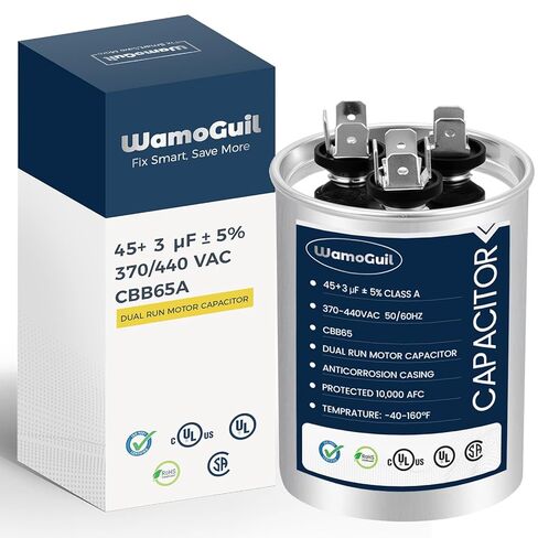 45/3 فائق التوهج 45+3 MFD 370VAC أو 440VAC تشغيل مزدوج مكثف A/C مستدير CBB65 CBB65B مكثفات مكيف الهواء لوحدة التيار المتردد، بدء تشغيل المحرك أو المضخة الحرارية أو المكثف البارد المستقيم in Saudi Arabia