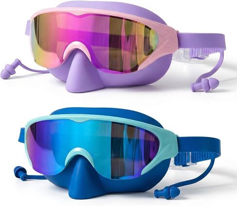 Zoomsnail Kids Swim Goggles with Nose Cover, Leakproof Anti-fog UV Lens Toddlers Swimming Goggles for Kids 3-15 Boys & Girls in Kuwait