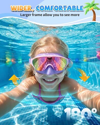 Zoomsnail Kids Swim Goggles with Nose Cover, Leakproof Anti-fog UV Lens Toddlers Swimming Goggles for Kids 3-15 Boys & Girls in Kuwait
