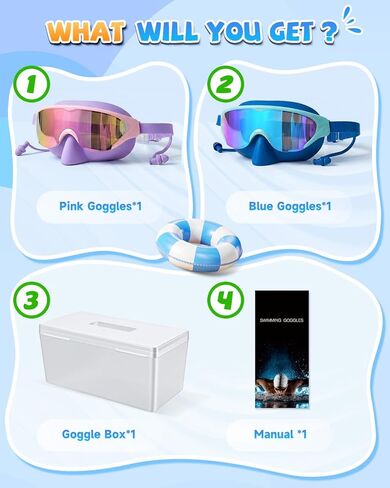 Zoomsnail Kids Swim Goggles with Nose Cover, Leakproof Anti-fog UV Lens Toddlers Swimming Goggles for Kids 3-15 Boys & Girls in Kuwait
