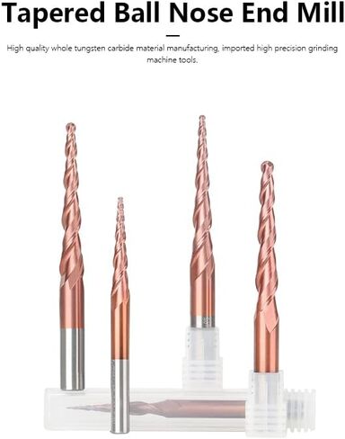 1pcs 2 Flute Carbide Ball Nose End Mills Router Bit R0.25-2.0 Tapered TiCN Coating Wood Metal Milling Cutters(R2.0x60xD6x100) in Saudi Arabia