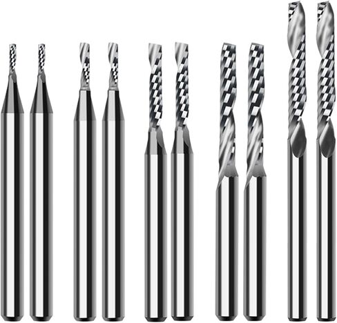 10pcs Solid Carbide CNC Spiral O Single Flute End Mill 3.175mm Router Bit for Aluminum Wood Plastic Brass Copper in Saudi Arabia