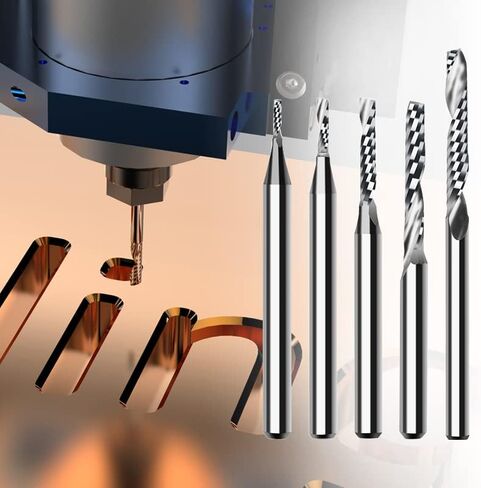 10pcs Solid Carbide CNC Spiral O Single Flute End Mill 3.175mm Router Bit for Aluminum Wood Plastic Brass Copper in Saudi Arabia