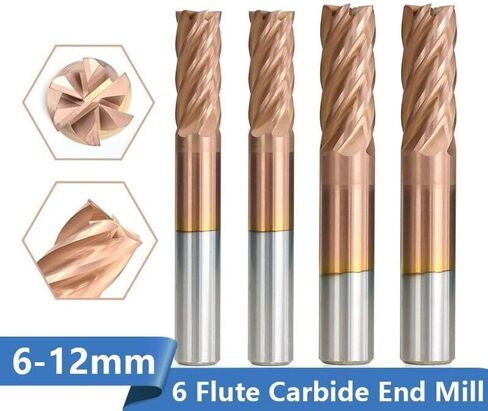 كربيد نهاية مطحنة القاطع 6 الناي TiCN طلاء HRC 55 6/8/10/12 مللي متر دوامة طحن للألمنيوم النحاس الكربون الصلب CNC راوتر بت in Kuwait