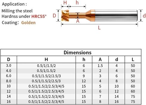 1 قطعة T فتحة نهاية مطحنة قاطعة المطحنة HRC55 4 مزامير كربيد المطاحن 3-12 مللي متر قطع ضياء 0.5-5 مللي متر عمق معدن التنغستن الصلب أدوات الكمبيوتر (12x0.5xD12x60L) in Kuwait