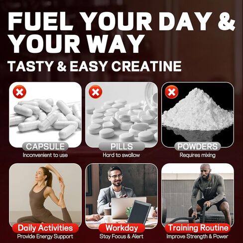 99.9% Creatine Monohydrate Gummies, SGS Certified, 5000mg Creatine Gummies for Men & Women, Support Muscle Strength, Recovery & Stamina, Sugar Free, Vegan, Non-GMO, Strawberry Flavor, 90 Count in Saudi Arabia