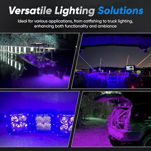 جراب إضاءة LED من بلاك أوك، جراب إضاءة سوداء بالأشعة فوق البنفسجية، مقاوم للماء بدرجة بحرية 2 بوصة، أضواء LED - ضوء الصيد الليلي، إضاءة الشاحنات والقوارب in Kuwait