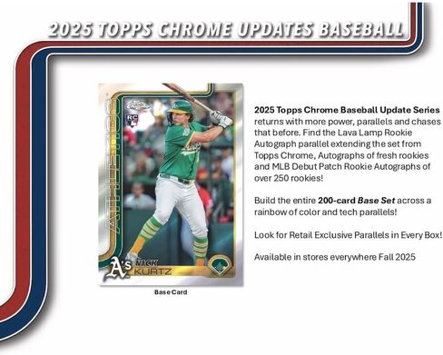 2025 Topps Chrome Update Series Baseball Mega Box (Fanatics Exclusive) Trading Card Box (2 Base Card Raywave Parallels Per Box) in Saudi Arabia