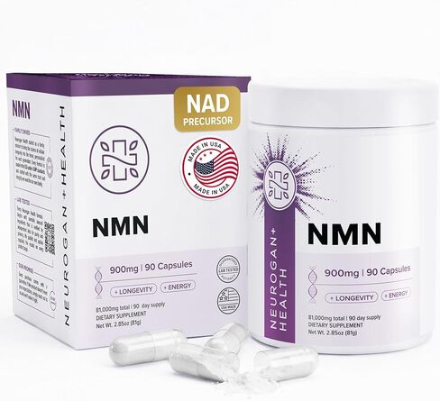 Neurogan NMN Supplement Capsules – Nicotinamide Adenine Dinucleotide Precursor Cellular Energy & Brain Focus Support – 500 mg High-Potency Nicotinamide Mononucleotide per Serving, 120 Count in Kuwait