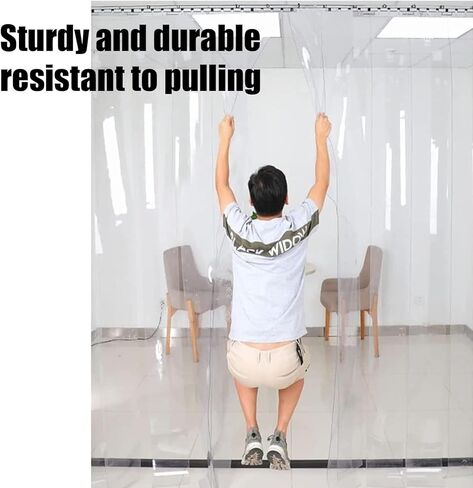 Clear PVC Strip Door Curtain Kit - Insulated Vinyl Shutters for Warehouse, Garage, Barn - Easy Install Hardware Included (W105xH190cm/41.34x74.8in) in Saudi Arabia