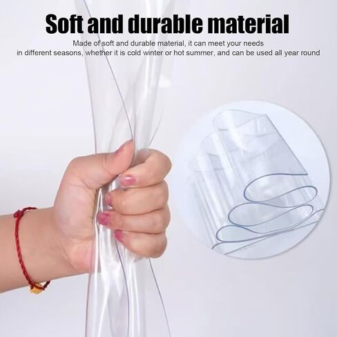 مجموعة أبواب ستائر شريطية من مادة PVC - شرائط أبواب معزولة حراريًا من الفينيل الشفاف للغرف الباردة والمستودعات، ألواح ستائر بلاستيكية ناعمة (عرض 165 × ارتفاع 240 سم / 64.96 × 94.49 بوصة) in Kuwait