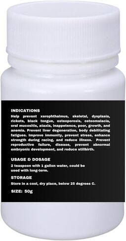 مسحوق متعدد الفيتامينات للحمام - تركيبة فيتامين نهائية للسباق والتكاثر - يدعم النمو وقوة العظام والصحة الإنجابية وصحة الريش - يعزز ذروة الأداء والرفاهية 50 جرام in Kuwait