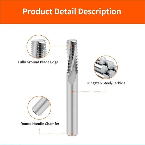 Carbide Threaded Milling Cutter Single Tooth Three Full Thread CNC Cutting Tools Aluminum Threading End Mills 1Pcs(M10x1.5) in Kuwait
