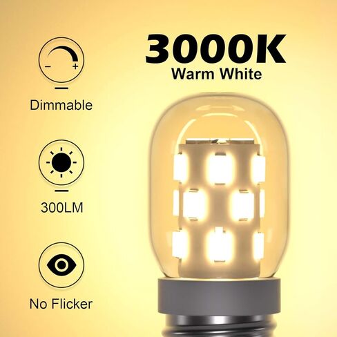 لمبة إضاءة LED للميكروويف تحت الغطاء 3 وات، 300 لومن، 30 وات مكافئة E17 لمبة LED قابلة للتعتيم لغطاء المطبخ، 3000 كلفن أبيض دافئ، عبوتان in Saudi Arabia