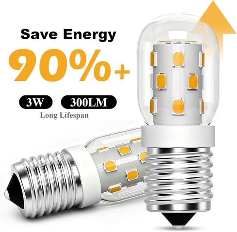 لمبة إضاءة LED للميكروويف تحت الغطاء 3 وات، 300 لومن، 30 وات مكافئة E17 لمبة LED قابلة للتعتيم لغطاء المطبخ، 3000 كلفن أبيض دافئ، عبوتان in Saudi Arabia