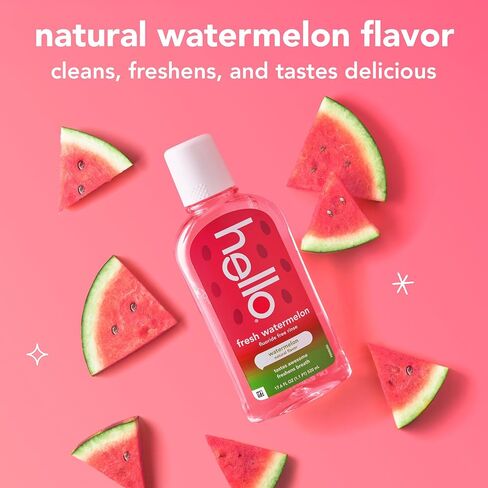 Hello Fresh Watermelon Fluoride Free Kids Toothpastes and Fluoride Free Kids Mouthwash Bundle Pack, Freshens Breath and Tastes Awesome, SLS Free Formulas, No Spicy Mint, Natural Watermelon Flavor in Saudi Arabia