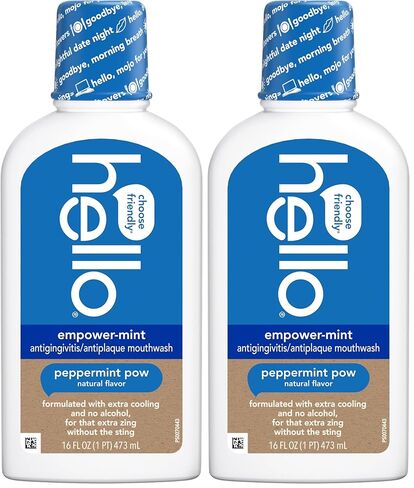 Hello Empower-Mint Fluoride Free and Alcohol Free Mouthwash, Peppermint Pow, 16 Fl Oz Bottle in Saudi Arabia