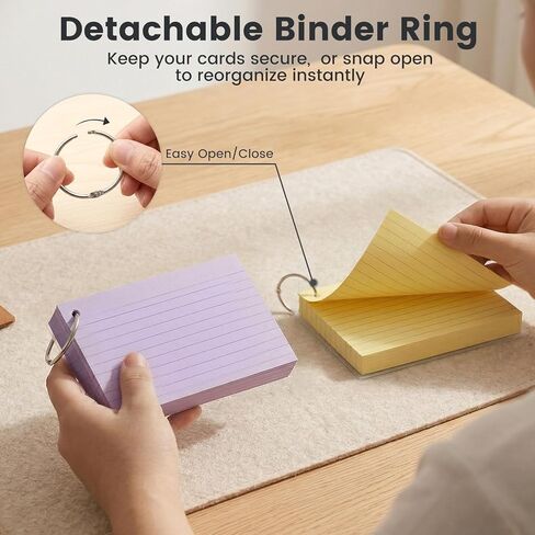 250 قطعة من بطاقات الفهرس المسطرة مع حلقات، وبطاقات فلاش ملونة مع أغطية بطاقات ملاحظات مبطنة في 5 ألوان لدراسة كلية المدرسة التعليمية 3 × 5 بوصات in Kuwait