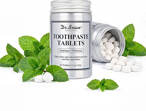 Dr.Brian Toothpaste Tablets - Nano Hydroxyapatite Toothpaste, Fluoride & Plastic Free, Eco & Travel Friendly Chewable Tablet, Remineralizing & Natural Whitening Mouthwash Tablets, 62 Tabs in Kuwait