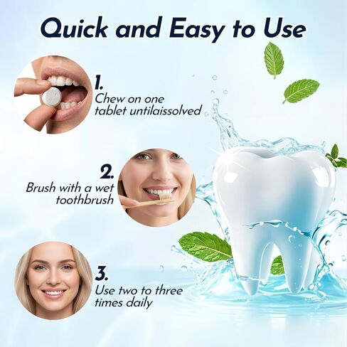 Dr.Brian Toothpaste Tablets - Nano Hydroxyapatite Toothpaste, Fluoride & Plastic Free, Eco & Travel Friendly Chewable Tablet, Remineralizing & Natural Whitening Mouthwash Tablets, 62 Tabs in Kuwait