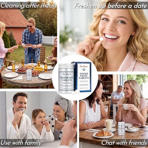 Dr.Brian Toothpaste Tablets - Nano Hydroxyapatite Toothpaste, Fluoride & Plastic Free, Eco & Travel Friendly Chewable Tablet, Remineralizing & Natural Whitening Mouthwash Tablets, 62 Tabs in Kuwait
