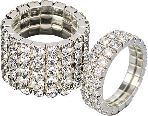 Rhinestone Rings for Women,Sparkle Crystal Stackable Stretch Rings Set,Glitter Cubic Zirconia Knuckle Ring for Wedding Bride in Saudi Arabia