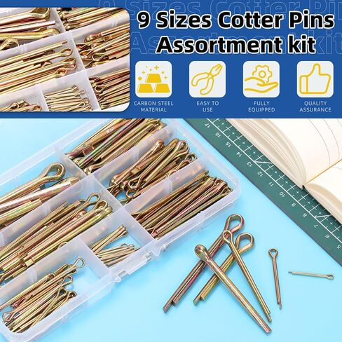 Glarks 136pcs 9 Sizes Cotter Pin Clips Key Fastner Fitting Assortment Kit M2 M3 M4 M5 M6 Colored Zinc Split Pin Fastener Clips for Automotive, Cars, Trucks, Lawn Mower, Small Engine Repair in Saudi Arabia