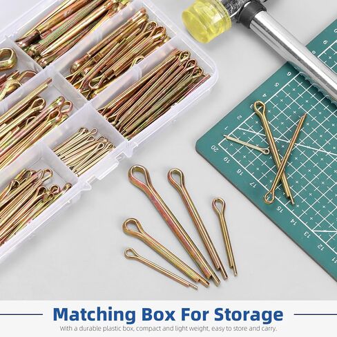 Glarks 136pcs 9 Sizes Cotter Pin Clips Key Fastner Fitting Assortment Kit M2 M3 M4 M5 M6 Colored Zinc Split Pin Fastener Clips for Automotive, Cars, Trucks, Lawn Mower, Small Engine Repair in Saudi Arabia