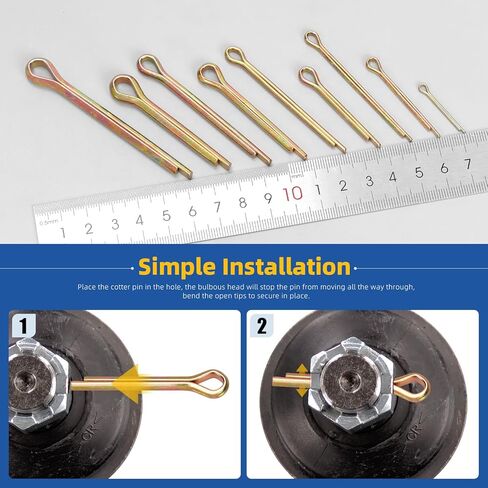 Glarks 136pcs 9 Sizes Cotter Pin Clips Key Fastner Fitting Assortment Kit M2 M3 M4 M5 M6 Colored Zinc Split Pin Fastener Clips for Automotive, Cars, Trucks, Lawn Mower, Small Engine Repair in Saudi Arabia