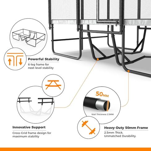 Ultra Rectangle Trampoline 8X14FT 2200LBS Weight Capacity Outdoor Square Gymnastics Heavy-Duty Trampolines with Full-Wrap Net Enclosure for Kids Adults in Saudi Arabia