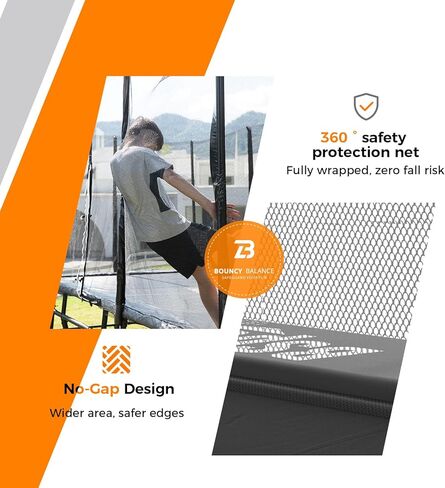 Ultra Rectangle Trampoline 8X14FT 2200LBS Weight Capacity Outdoor Square Gymnastics Heavy-Duty Trampolines with Full-Wrap Net Enclosure for Kids Adults in Saudi Arabia