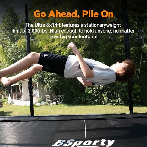 Ultra Rectangle Trampoline 8X14FT 2200LBS Weight Capacity Outdoor Square Gymnastics Heavy-Duty Trampolines with Full-Wrap Net Enclosure for Kids Adults in Saudi Arabia