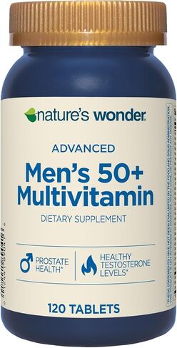 مكمل غذائي من Nature's Wonder Advanced للرجال 50+ متعدد الفيتامينات/المعادن المتعددة مع فيتامين D3 وفيتامين B 120 قرصًا، كمية تكفي 120 يومًا in Kuwait