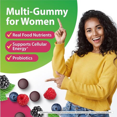 قوس قزح لايت للنساء + علكات متعددة الفيتامينات | 60 عدد | يدعم الطاقة الخلوية والصحة المضادة للأكسدة | نكهة التوت المختلطة | مع مغذيات غذائية حقيقية وفيتامينات ب والبروبيوتيك in Kuwait