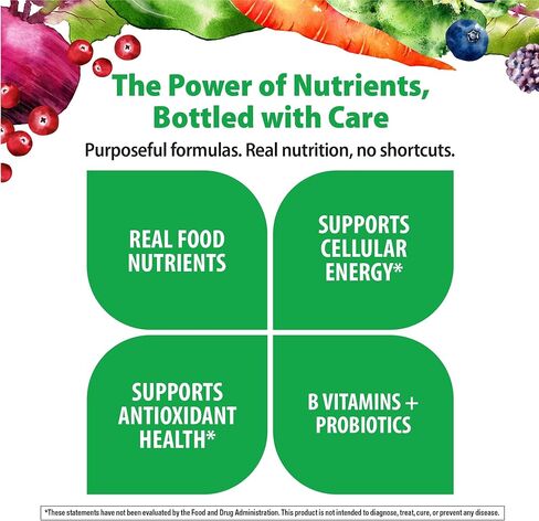 قوس قزح لايت للنساء + علكات متعددة الفيتامينات | 60 عدد | يدعم الطاقة الخلوية والصحة المضادة للأكسدة | نكهة التوت المختلطة | مع مغذيات غذائية حقيقية وفيتامينات ب والبروبيوتيك in Kuwait