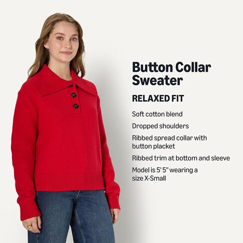Amazon Essentials (Demi's Pick) Women's Relaxed-Fit Button Collar Sweater in Saudi Arabia