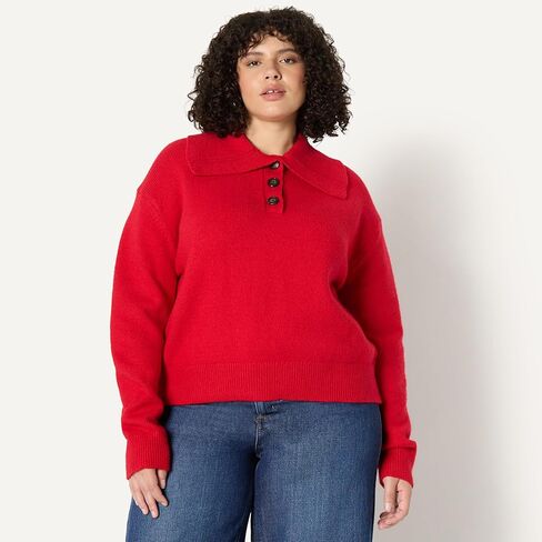 Amazon Essentials (Demi's Pick) Women's Relaxed-Fit Button Collar Sweater in Saudi Arabia