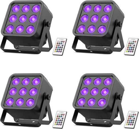Rechargeable Stage Lights, 9 * 6W RGBWA UV 6-in-1 Battery Powered Par Lights, 6/8/10 CH Wireless Uplights DMX512 Control, Uplighting for Party, Wedding, Event, 1 Pack in Saudi Arabia