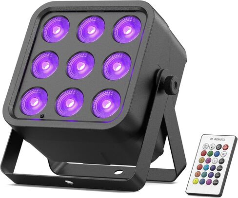 Rechargeable Stage Lights, 9 * 6W RGBWA UV 6-in-1 Battery Powered Par Lights, 6/8/10 CH Wireless Uplights DMX512 Control, Uplighting for Party, Wedding, Event, 1 Pack in Saudi Arabia