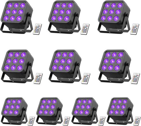 Rechargeable Stage Lights, 9 * 6W RGBWA UV 6-in-1 Battery Powered Par Lights, 6/8/10 CH Wireless Uplights DMX512 Control, Uplighting for Party, Wedding, Event, 1 Pack in Saudi Arabia