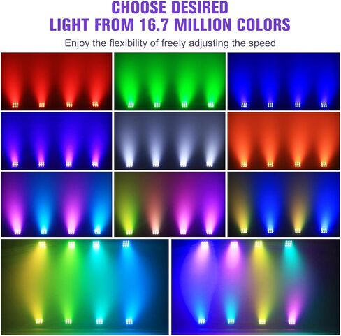 Rechargeable Stage Lights, 9 * 6W RGBWA UV 6-in-1 Battery Powered Par Lights, 6/8/10 CH Wireless Uplights DMX512 Control, Uplighting for Party, Wedding, Event, 1 Pack in Saudi Arabia