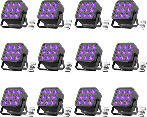 Rechargeable Stage Lights, 9 * 6W RGBWA UV 6-in-1 Battery Powered Par Lights, 6/8/10 CH Wireless Uplights DMX512 Control, Uplighting for Party, Wedding, Event, 1 Pack in Saudi Arabia