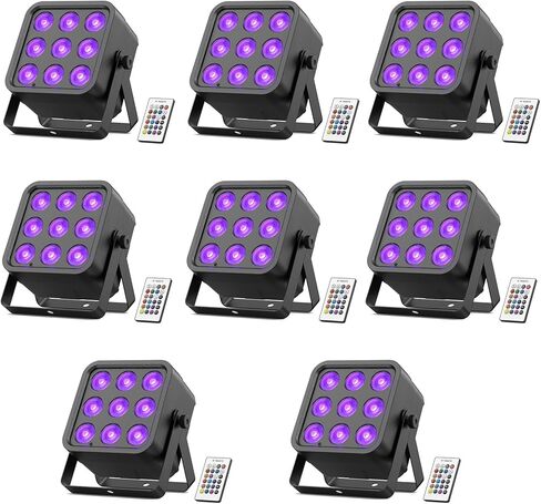 Rechargeable Stage Lights, 9 * 6W RGBWA UV 6-in-1 Battery Powered Par Lights, 6/8/10 CH Wireless Uplights DMX512 Control, Uplighting for Party, Wedding, Event, 1 Pack in Saudi Arabia