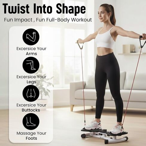 Waist Twister Machine with Digital Counter, Adjustable Twist Board with Resistance Bands, Noiseless Ab Trainer for Home Gym, 300 lbs Capacity, Tracks Time, Reps & Calories - Black in Saudi Arabia