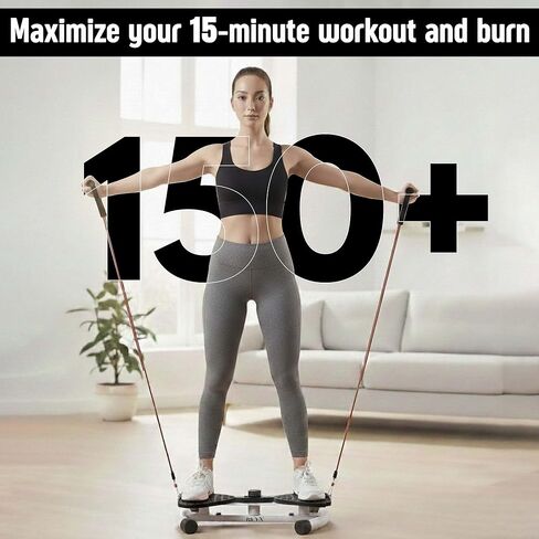 Waist Twister Machine with Digital Counter, Adjustable Twist Board with Resistance Bands, Noiseless Ab Trainer for Home Gym, 300 lbs Capacity, Tracks Time, Reps & Calories - Black in Saudi Arabia