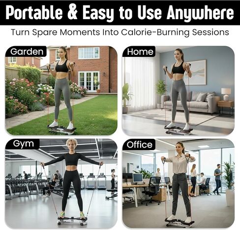 Waist Twister Machine with Digital Counter, Adjustable Twist Board with Resistance Bands, Noiseless Ab Trainer for Home Gym, 300 lbs Capacity, Tracks Time, Reps & Calories - Black in Saudi Arabia